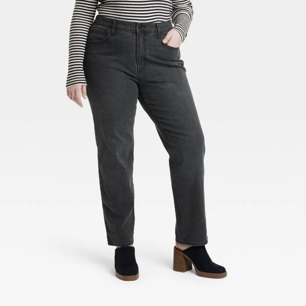 NWT Universal Thread Women 17 Black High-Rise 90's Vintage Straight Denim Jeans